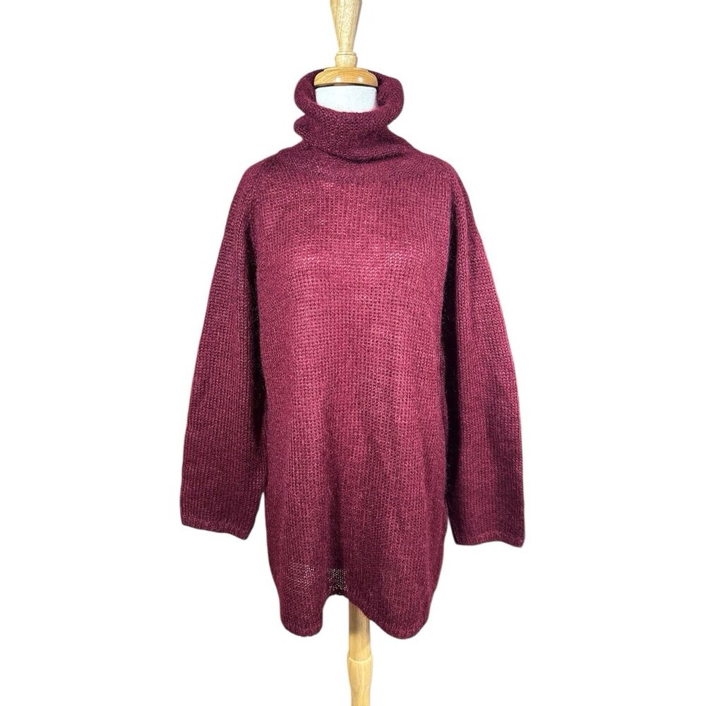 Elements Spiegel Burgundy Mohair Turtleneck Oversized Sweater